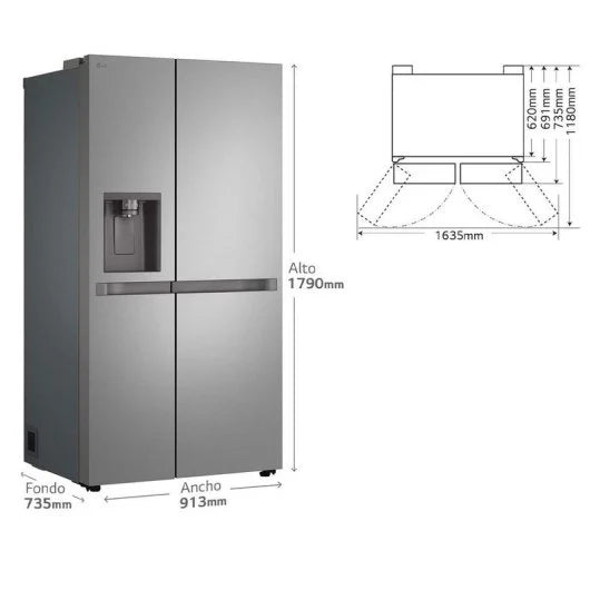 LG GSLC41PYPE Frigorífico Americano Side By Side sin Toma de Agua 641L E Inox Antihuellas