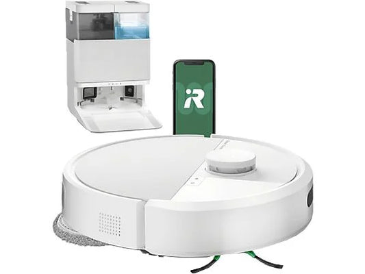 Robot friegasuelos - iRobot Roomba® Plus 405 Combo, 295 ml Depósito Polvo, 3l Depósito Agua Base, 3h Autonomía, Blanco