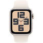Apple Watch SE (2024), GPS, 40 mm, Caja de aluminio Blanco estrella, Vidrio delantero Ion-X, Correa deportiva Blanco estrella, Talla SM