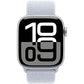Apple Watch Series 10 (2024), GPS, 42 mm, Gesto de doble toque, Caja de aluminio plata, Correa Loop deportiva Azul nube