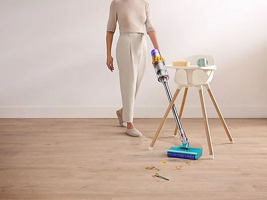 Aspirador escoba - Dyson v15s Detect™ Submarine, Friegasuelos, Potencia succión 240 W, Autonomía 60 min, Accesorios incluídos, Níquel