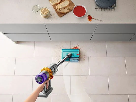 Aspirador escoba - Dyson v15s Detect™ Submarine, Friegasuelos, Potencia succión 240 W, Autonomía 60 min, Accesorios incluídos, Níquel