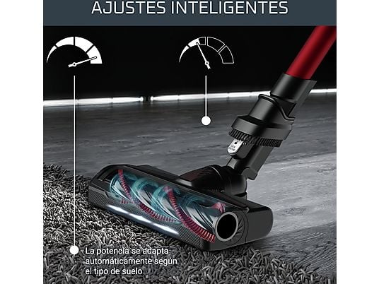 Aspirador escoba - Rowenta RH2079 X-Force Flex 9.60 Animal Care, 100 AW, 0.4 L, 45 min, Tecno.Ciclónica, 3 modos, Ultraligera, Especial Mascotas, Roja