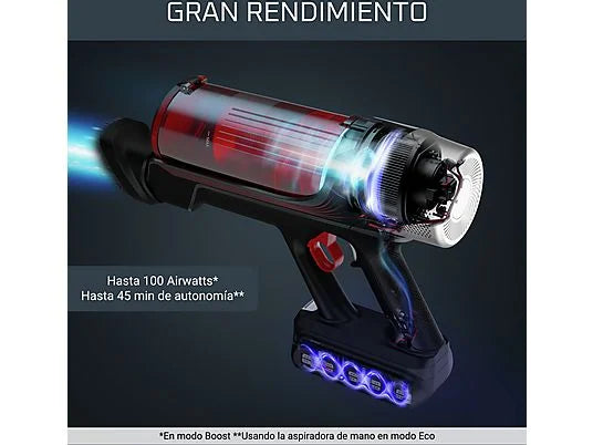 Aspirador escoba - Rowenta RH2079 X-Force Flex 9.60 Animal Care, 100 AW, 0.4 L, 45 min, Tecno.Ciclónica, 3 modos, Ultraligera, Especial Mascotas, Roja