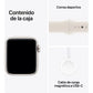 Apple Watch SE (2024), GPS, 40 mm, Caja de aluminio Blanco estrella, Vidrio delantero Ion-X, Correa deportiva Blanco estrella, Talla SM