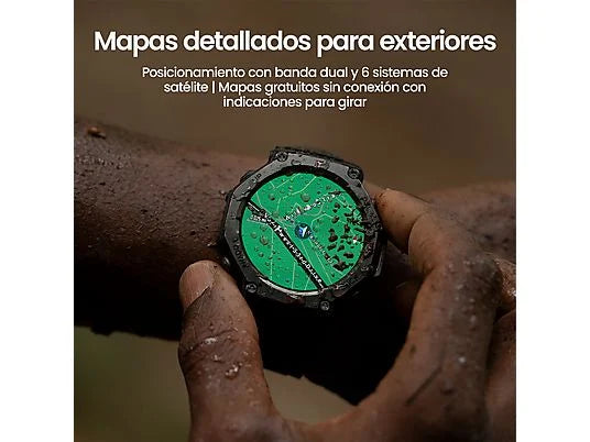 Smartwatch - Amazfit T-Rex 3, 1.5 AMOLED, Táctil, 27 días Autonomía, Silicona, Compatible iOSAndroid, Onyx