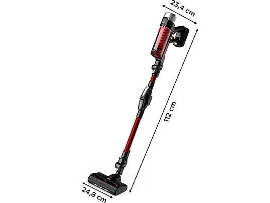 Aspirador escoba - Rowenta RH2079 X-Force Flex 9.60 Animal Care, 100 AW, 0.4 L, 45 min, Tecno.Ciclónica, 3 modos, Ultraligera, Especial Mascotas, Roja