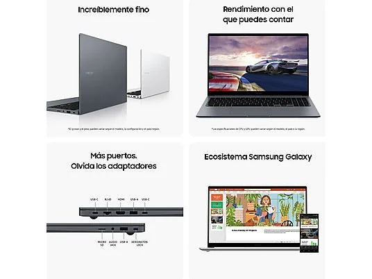 Portátil - Samsung Galaxy Book4, 15.6 FHD, Intel® Core™ i5-1335U, 16GB RAM, 512GB SSD, Intel® Graphics, W11H, Gris