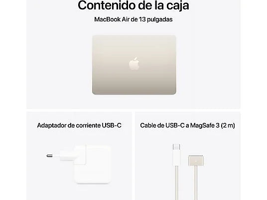 Apple MacBook Air (2025) 13.6 Retina, Chip M4 Apple, CPU de 10 núcleos, GPU de 10 núcleos, 16 GB RAM, 512GB de SSD, Blanco Estrella